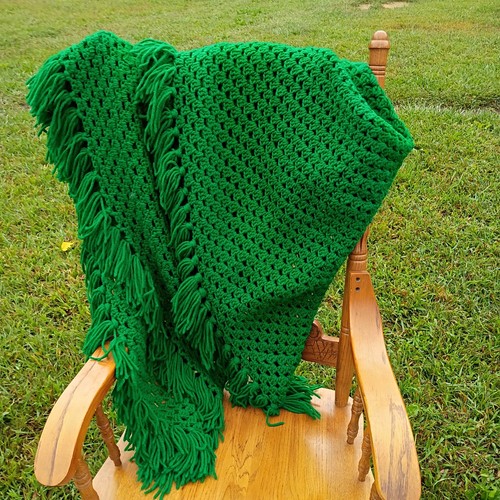 Solid green crochet afghan - solid,