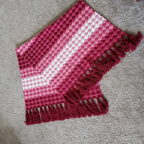 Afghan handmade maroon pink - afghan,