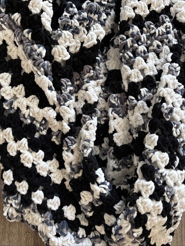 Afghan hand crocheted - hand, black